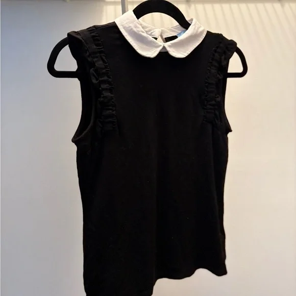 CeCe Ruffle Detail White Collar Top - Picture 2 of 8